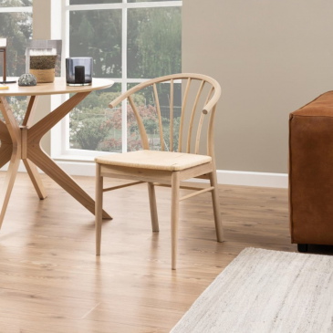 Eetkamerstoel Dolen Met Armleuning Paper Plaits Off White/Naturel - Giga Living