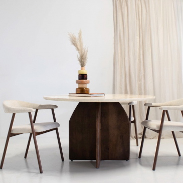 Eettafel Danae Donkerbruin Marmer Rond Ø130cm - Giga Meubel