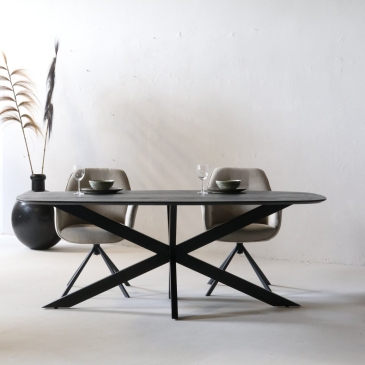 Eettafel Jordan Zwart Deens Ovaal 160cm - Giga Meubel