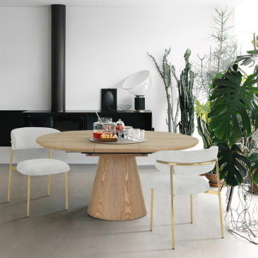 Eettafel Sivan Naturel Rond Uitschuifbaar 120-160cm - Giga Meubel