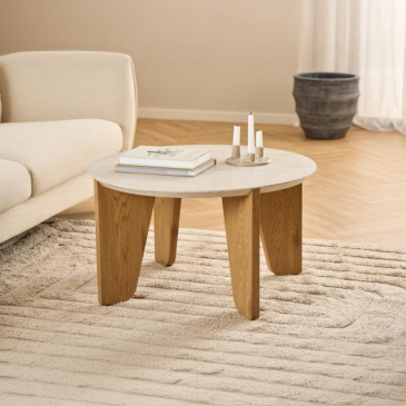 Salontafel Derk Beige Ø80x45cm MDF - Giga Living