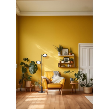 Vloerlamp Felson 2-Lichts Metaal Zwart - Giga Meubel