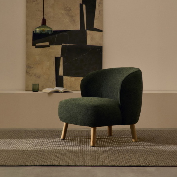 Kave Home Fauteuil Ulit Groen Chenille met Beukenhouten Poten