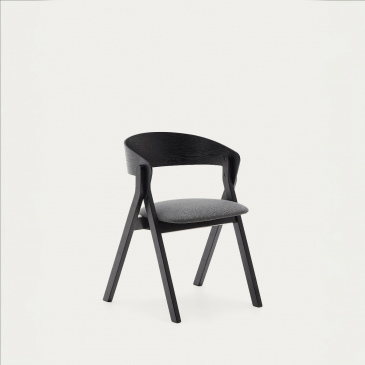 Kave Home Stoel Godia Essenhoutfineer en Rubberhout Zwart