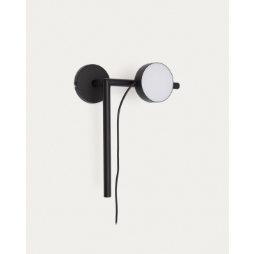 Kave Home Wandlamp Orey Zwart met Verplaatsbare Spot