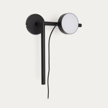Kave Home Wandlamp Orey Zwart met Verplaatsbare Spot