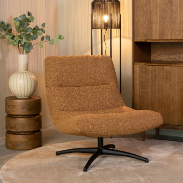 LABEL51 Draaifauteuil Calix Bouclé Koraal