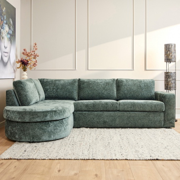 MySofa Bank Alma Groen 2,5-zits + Divan Links
