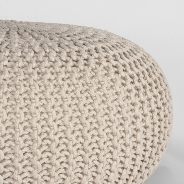 Label51 Poef Knitted Naturel Katoen L