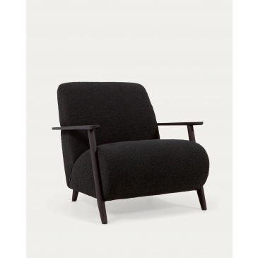 Kave Home Fauteuil Meghan Zwart Lam