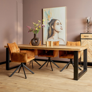 StarFurn Eetkamertafel Denver Rechthoek U-poot Naturel 200cm