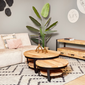 StarFurn Salontafel Paras Mangohout Naturel Ø70cm