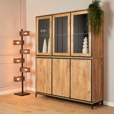StarFurn Vitrinekast RichWood Mangohout 6-Deurs