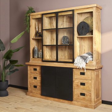 StarFurn Vitrinekast Nashville Mangohout 200cm