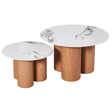 Salontafel Alita Naturel Keramisch Rond Set van 2 - Giga Meubel