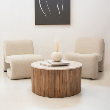 Salontafel Davi Marmer Naturel Rond 70cm - Giga Meubel