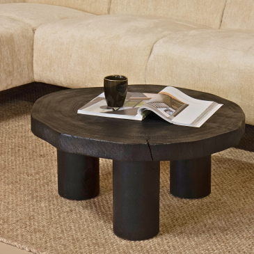 Salontafel Enzo Boomstam Zwart Acaciahout 75cm - Giga Meubel