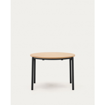 Kave Home Uitschuifbare Ronde Tafel Montuiri Eikenfineer Zwart Ø90(130)cm