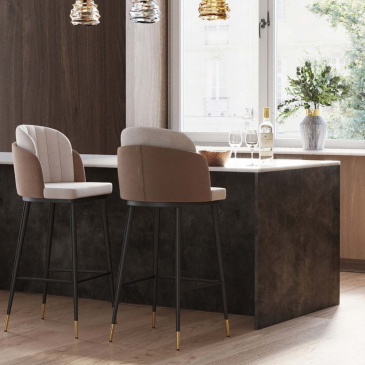 Kare Design Barkruk Hojas Velvet Beige/Taupe
