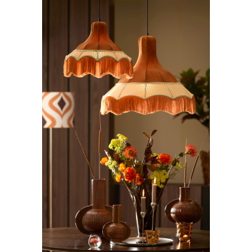 Light & Living Hanglamp Mizia Velvet Oranje Ø40cm