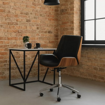 Kare Design Bureaustoel Rouven Zwart/Bruin Laag