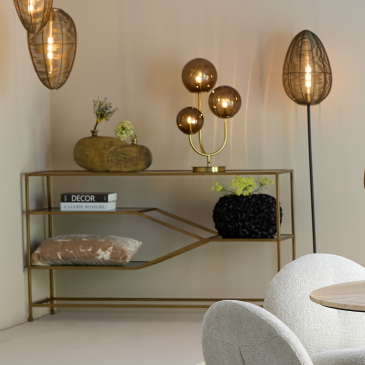 Light & Living Sidetable Aino Glas Smoke/Brons 140cm