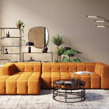 Kare Design Hoekbank Salamanca Velvet Oker Links