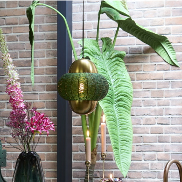 Light & Living Hanglamp Cetara Kralen Donkergroen/Brons Ø26cm
