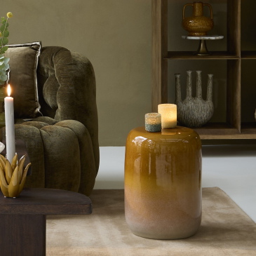 Light & Living Bijzettafel Franca Oker/Crème Ø34cm