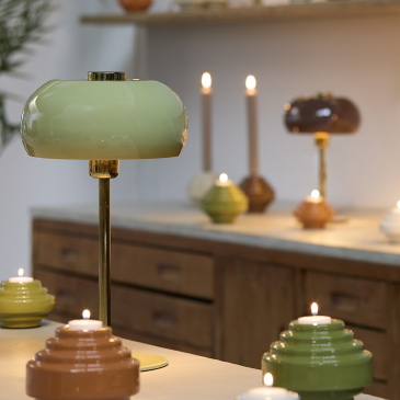 Light & Living Tafellamp Surin Glans Olijfgroen L