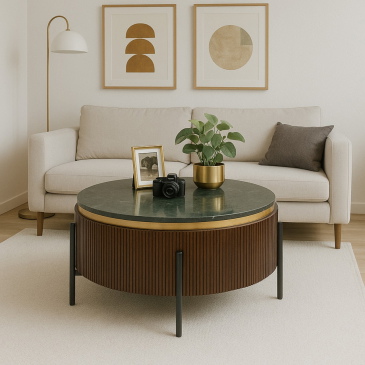 Kare Design Salontafel Catalina Zwart/Bruin Ø90cm