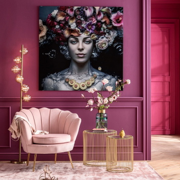 Kare Design Glasschilderij Flower Art Lady 120x120cm