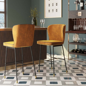 Kare Design Barkruk Irina Velvet Oker