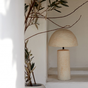 Light & Living Tafellamp Qazu Crème Ø30cm