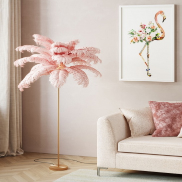 Kare Design Vloerlamp Feather Palm Roze