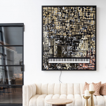 Richmond Wanddecoratie Piano Wibi Zwart/Goud 158x188cm