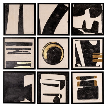 Richmond Wanddecoratie Gabri Zwart/Wit Set van 9