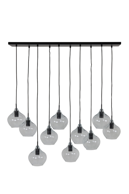 Light & Living Hanglamp 10-Lichts Rakel Zwart/Glas 124cm