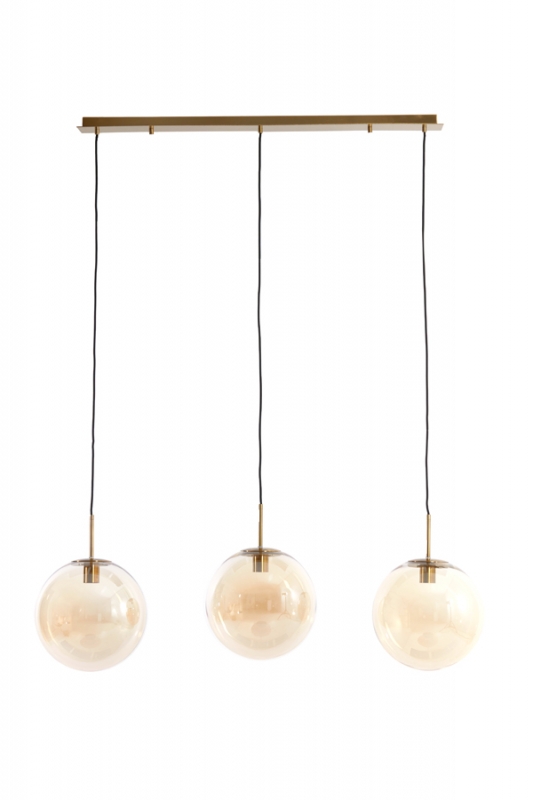 Light & Living Hanglamp Medina 3-Lichts Glas Amber 120cm