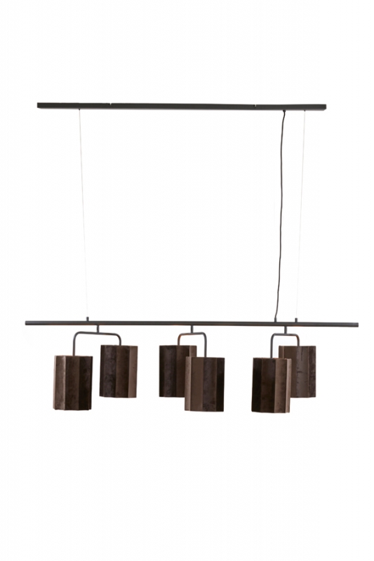 Light & Living Hanglamp Edisa 6-Lichts Velvet Donkerbruin 160cm