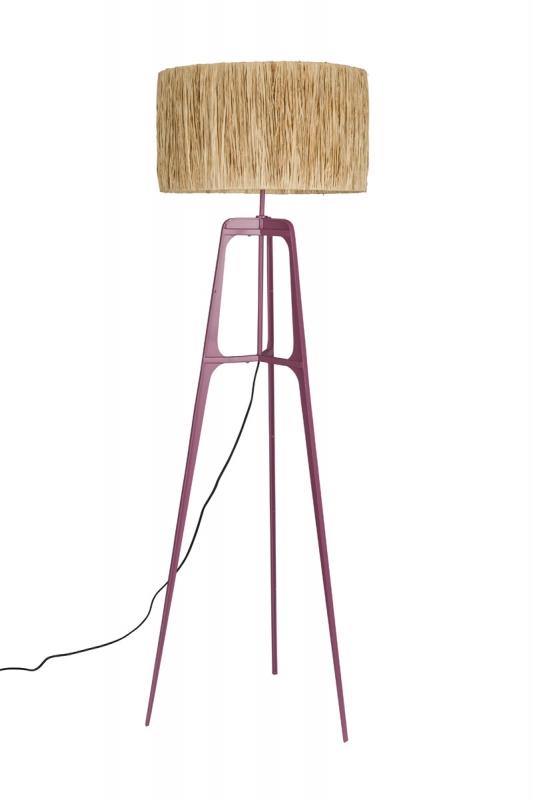 Dutchbone Vloerlamp Afra Raffia Plum