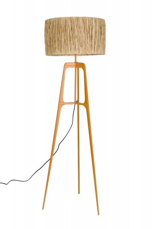 Dutchbone Vloerlamp Afra Raffia Oranje