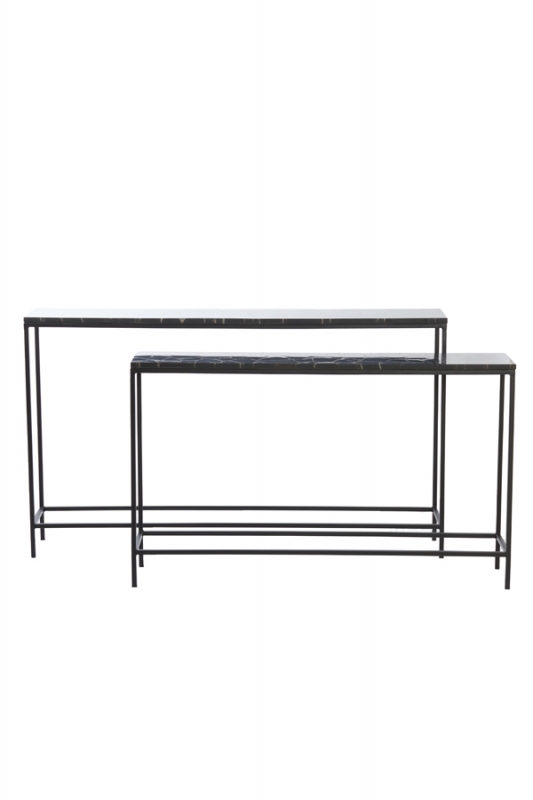 Light & Living Sidetable Morena Set van 2 Agaat Zwart 120+140cm