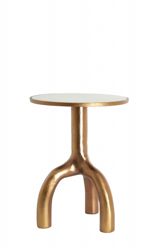 Light & Living Bijzettafel Mello Taupe/Brons Ø40cm