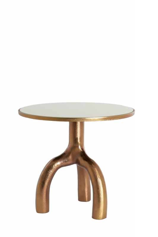 Light & Living Bijzettafel Mello Taupe/Brons Ø50cm