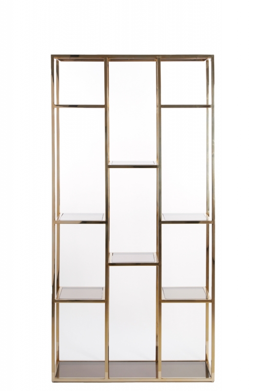 Light & Living Wandkast Lusaka Open Glas & Staal Goud 100x200cm