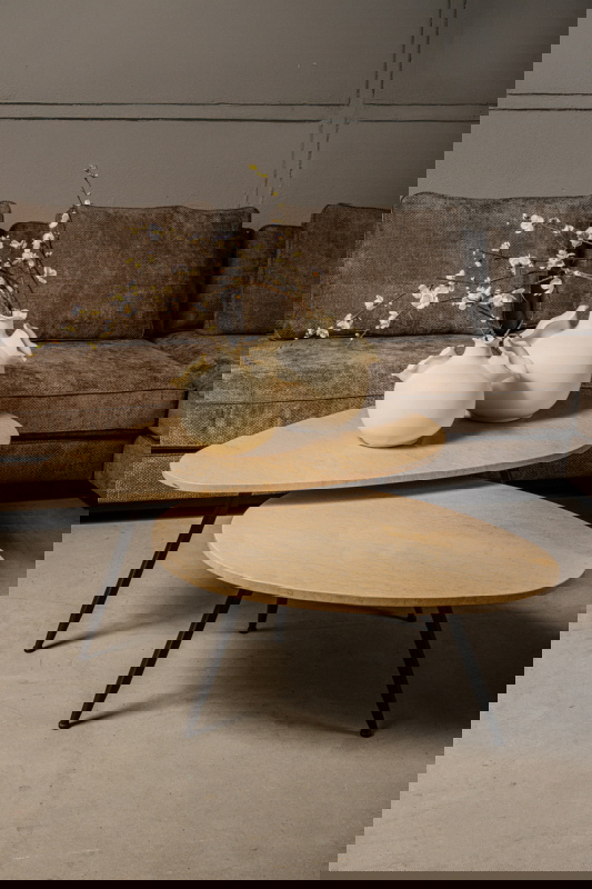 PTMD Salontafel Veria Beige Marmer Set van 2