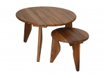 HSM Collection Bijzettafel Rond Teak Naturel Set van 2