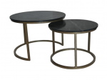 HSM Collection Salontafel Ronin Marmer Zwart/Goud Set van 2