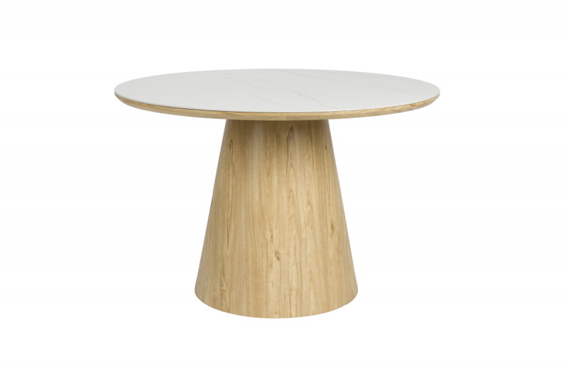 Eettafel Almira Rond Wit/Eiken Ø115cm - Giga Meubel